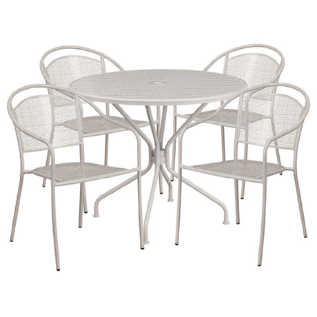 Flash Furniture CO-35RD-03CHR4-SIL-GG Patio Table Set Includes (1) Table: 35-1/4" Dia. X 28-3/4"H