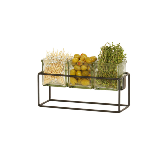 Cal Mil 23747-6-13 3 Jar Holder 12.5"W X 4.5"D X 6"H Includes 3 Glass