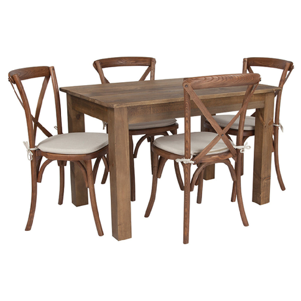 Flash Furniture XA-FARM-17-GG Farm Table And Chair Set Rustic Style Includes: (1) 46"W X 30"D X 30"H Table