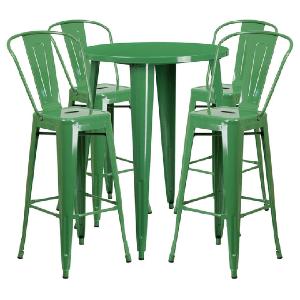 Flash Furniture CH-51090BH-4-30CAFE-GN-GG Table And Bar Stool Set Includes (1) 30" Dia. X 41"H Table