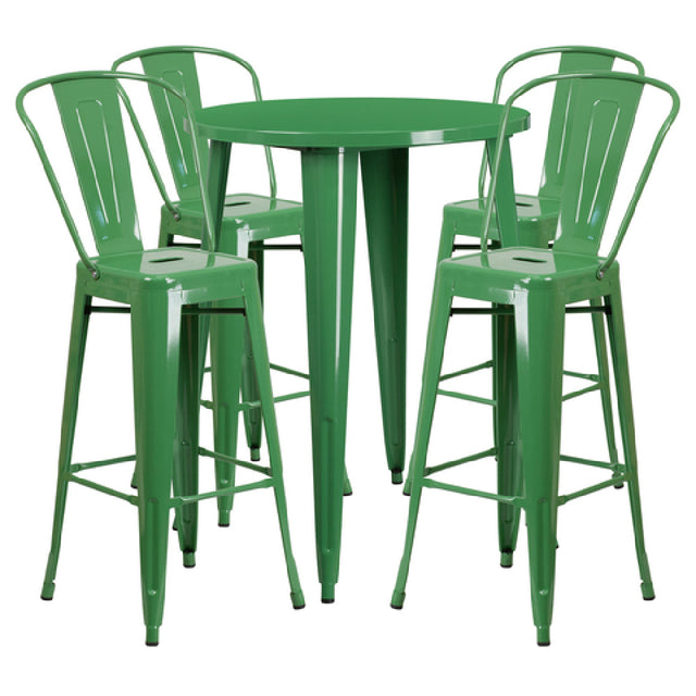 Flash Furniture CH-51090BH-4-30CAFE-GN-GG Table And Bar Stool Set Includes (1) 30" Dia. X 41"H Table