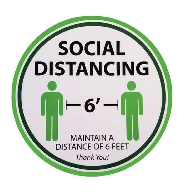 Tablecraft 10614 Floor Sign "Social Distancing" 11-3/4" Dia.