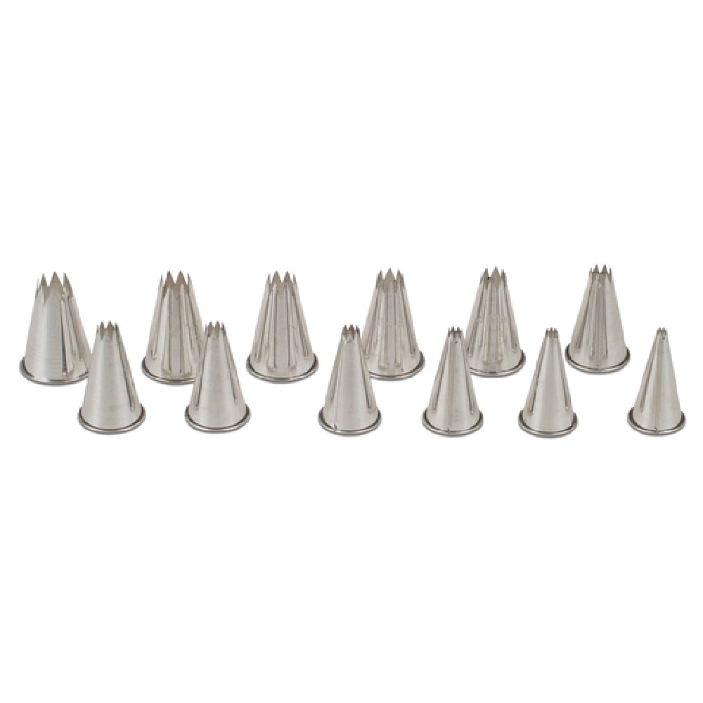 JB Prince B687 Pastry Tube Tips 1/8" To 5/8" Size Range Rolled Edge