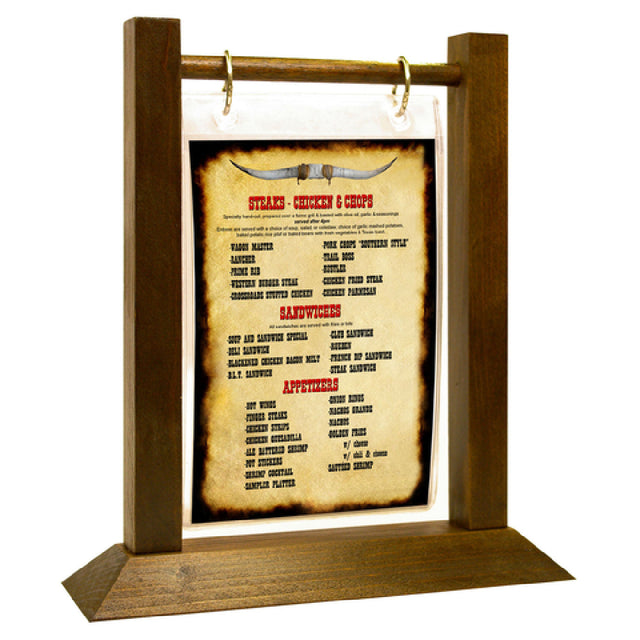 Menu Solutions WFT4S-A_MANDARIN Table Tent Holds 4" X 6" Insert Flip Top With Nickel Rings