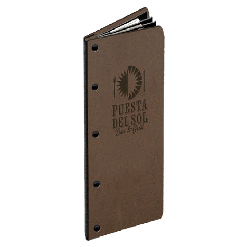 Menu Solutions HB60BD Menu Cover Holds 4-1/4" X 14" Inserts Quad Booklet With 6 Views