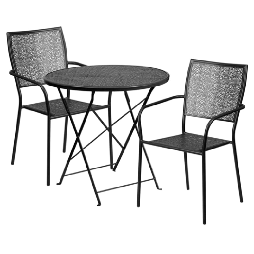 Flash Furniture CO-30RDF-02CHR2-BK-GG Patio Table Set Includes (1) Folding Table: 30" Dia. X 28"H