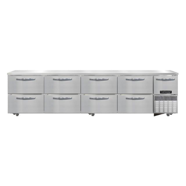 Continental Refrigerator RA118N-U-D Undercounter Refrigerated Base 118"W Stainless Steel Front & End Panels