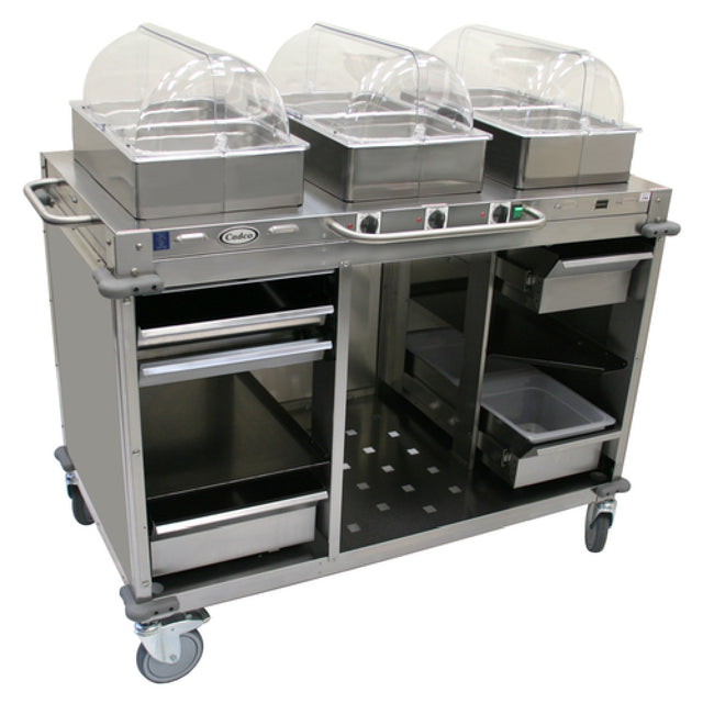 Cadco CBC-HHH-LST-4 MobileServ® Mobile Hot Buffet Cart (3) Hot Full Size Buffet Servers