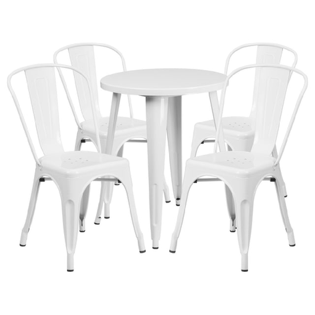 Flash Furniture CH-51080TH-4-18CAFE-WH-GG Table And Chair Set Includes (1) 24" Dia. X 29"H Table