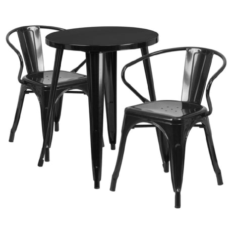 Flash Furniture CH-51080TH-2-18ARM-BK-GG Table And Chair Set Includes (1) 24" Dia. X 29"H Table