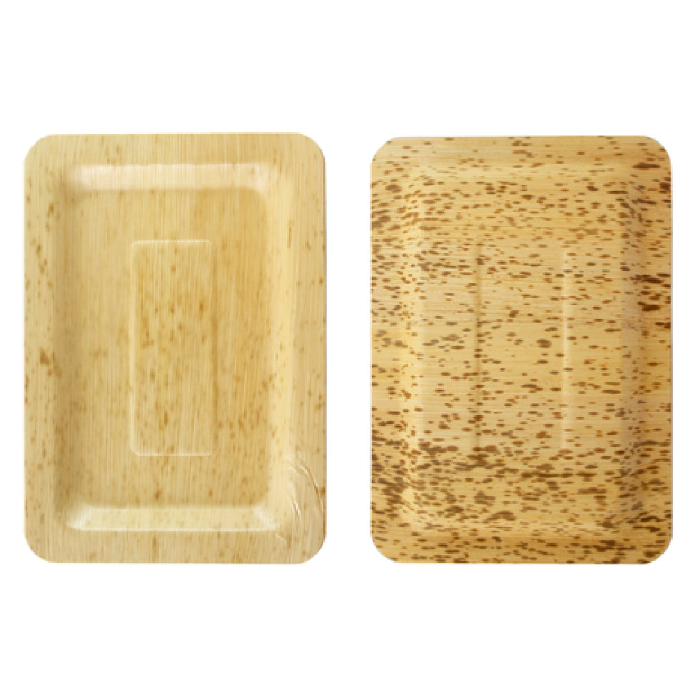 PacknWood 210BBOUA20 - Zebra Leaf Plate 7.9" X 5.5" X 0.4", Rectangular, Microwaveable