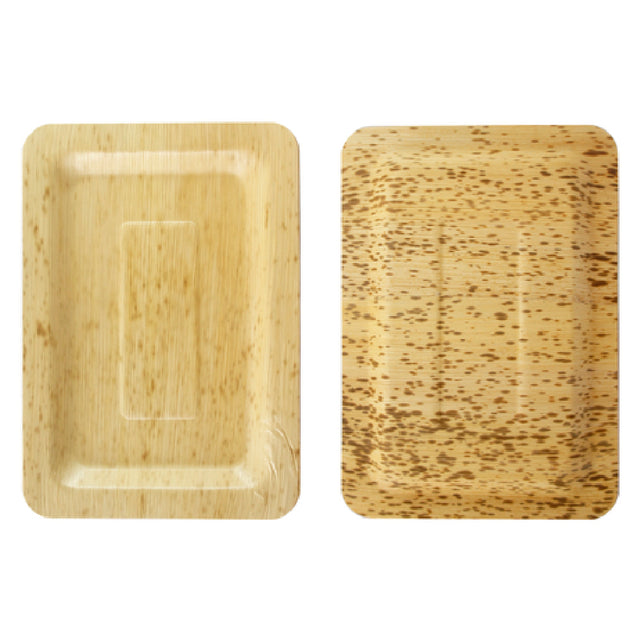 PacknWood 210BBOUA20 - Zebra Leaf Plate 7.9" X 5.5" X 0.4", Rectangular, Microwaveable