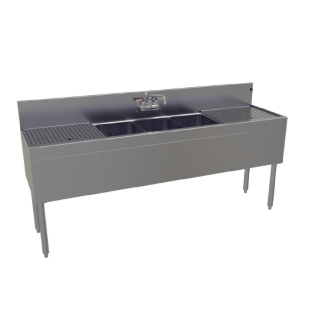 Glastender TSA-72-S Underbar Sink Unit Three Compartment 72"W X 19"D