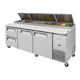 Turbo Air TPR-93SD-D2-N Super Deluxe Pizza Prep Table Three-section 31.0 Cu. Ft.