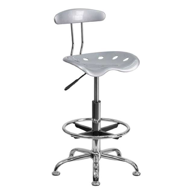 Flash Furniture LF-215-SILVER-GG Swivel Drafting Stool Adjustable Height Contemporary Style