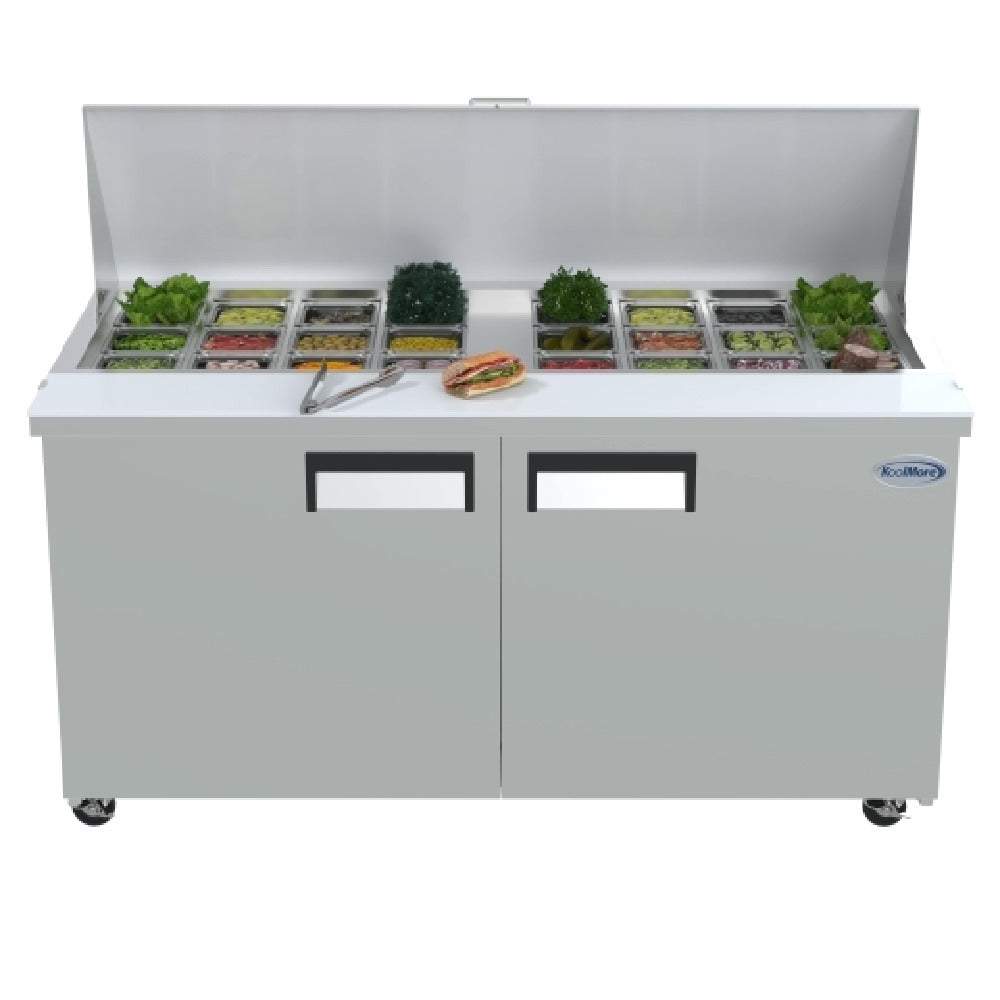 Koolmore SPTR-2D-15C-LT Mega Top Salad / Sandwich Prep Table Two-section 60-1/5"W