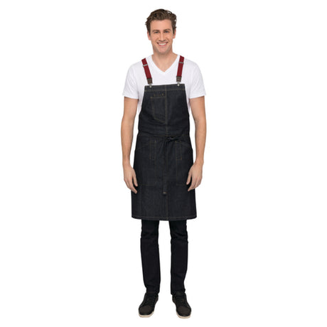 Chef Works ABS01-IBL-0 Berkeley Bib Apron 34"L X 30"W Includes Suspender Set (XNS03-WIN)