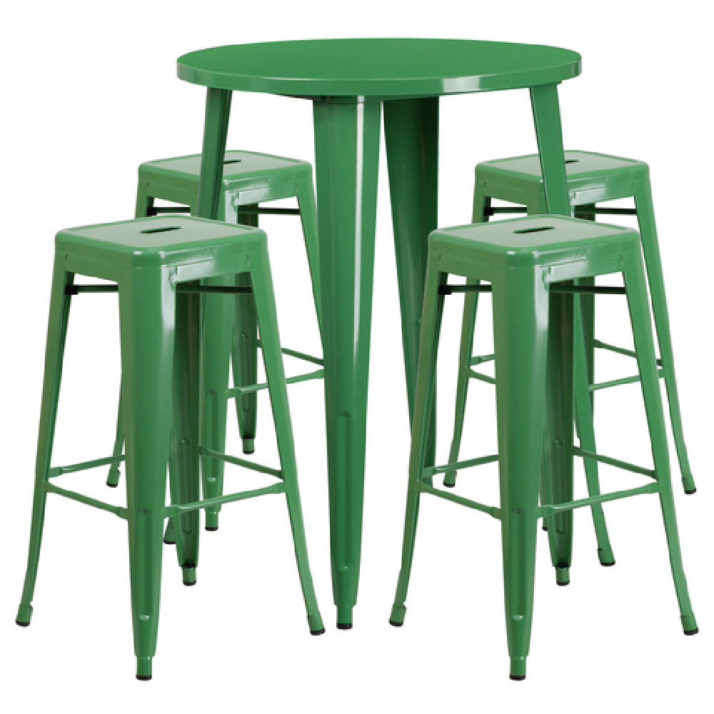 Flash Furniture CH-51090BH-4-30SQST-GN-GG Table And Bar Stool Set Includes (1) 30" Dia. X 41"H Table