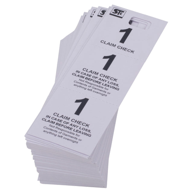 Stanton Trading 3GCR-WHITE Coat Room Check Cardboard Triplicate Tickets White