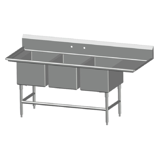 SPG 3SL1618-RD18 - Universal Stainless Sink, Three Compartment, 18" Right-hand Drainboard