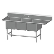 SPG 3SL20-RD24 - Universal Stainless Sink, Three Compartment, 24" Right-hand Drainboard