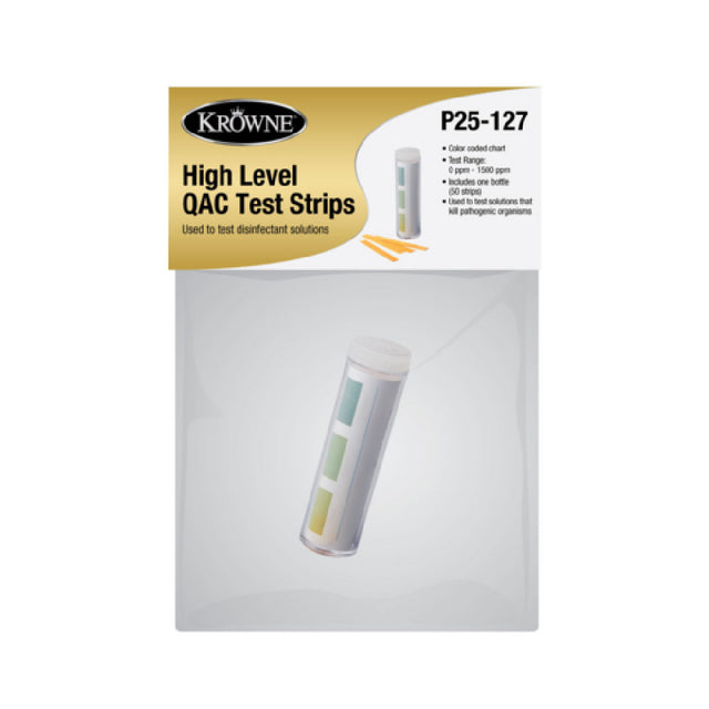 Krowne P25-127 High Range QAC Test Strips 1-Pack In Header (50 Strips Per Bottle)