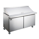 Omcan 50051 (PT-CN-1537-HC) Mega Refrigerated Prep Table Two-section Rear Mount Self-contained Refrigeration