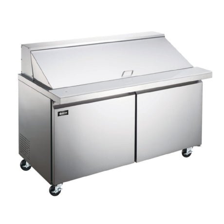 Omcan 50051 (PT-CN-1537-HC) Mega Refrigerated Prep Table Two-section Rear Mount Self-contained Refrigeration