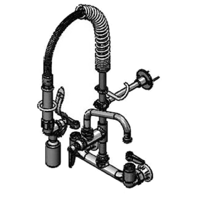 T&S Brass MPY-8WLN-08 Mini Pre-Rinse Unit 8" Wall Mount Base Faucet Compact Spring & Flex Hose