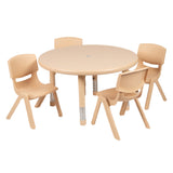 Flash Furniture YU-YCX-0073-2-ROUND-TBL-NAT-E-GG Preschool Activity Table Set Includes (1) Table: 33" Dia. X 14-1/2" 23-3/4" Adjustable Height