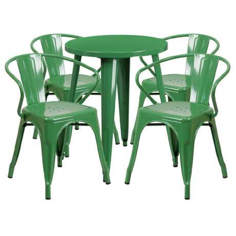 Flash Furniture CH-51080TH-4-18ARM-GN-GG Table And Chair Set Includes (1) 24" Dia. X 29"H Table