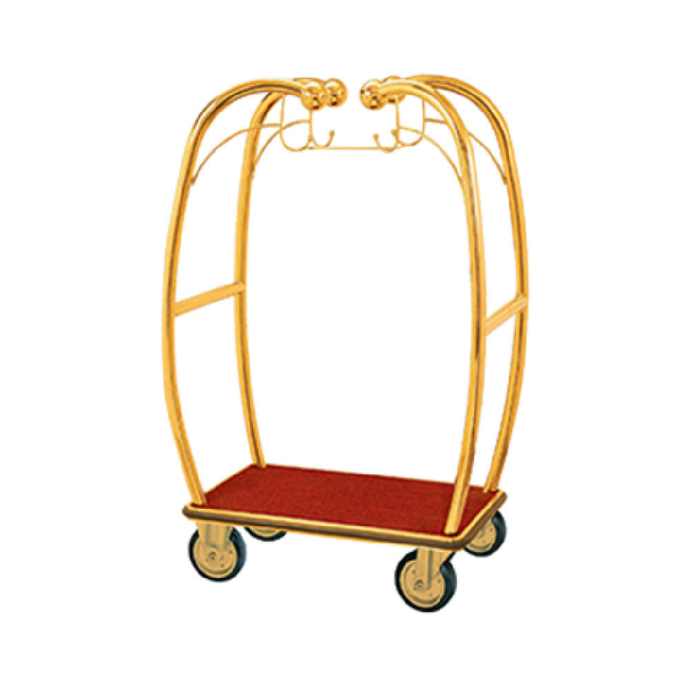 Aarco BEL-101B Bellman's Cart 25-1/2"W X 47-1/4"L X 73"H 2" Brass Tubular Frame