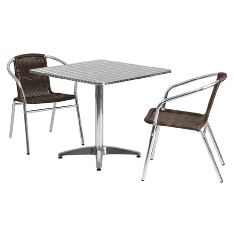 Flash Furniture TLH-ALUM-32SQ-020CHR2-GG Table & Chair Set Includes (1) 31-1/2"W X 31-1/2"D X 27-1/2"H Table