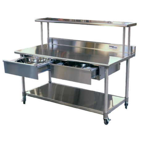 Belshaw 21073 ST2 Sugaring & Work Table 60"W X 30"D Top (2) Drawers Containing 17" Stainless Steel Sugaring Bowls