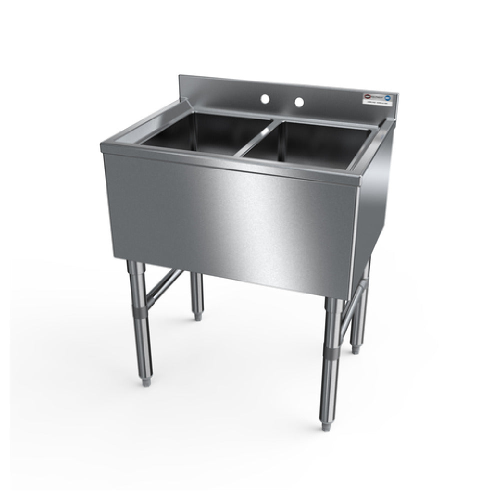 NBR Equipment UW-2-101410-24 Slim-Line Underbar Sink Unit Two-compartment 24"W X 18-1/4"D X 32-1/2"H Overall Size