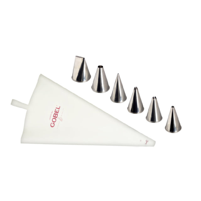 Louis Tellier 889251 Piping Set Includes: (1) 11.80"H Nylon Piping Bag (6) Icing Tips