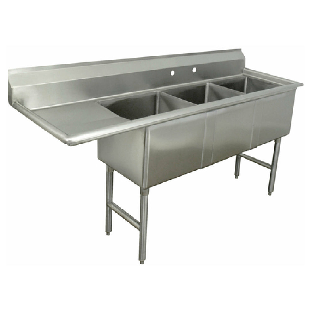 Advance Tabco FC-3-1824-18L-X Special Value Fabricated Sink 3-compartment 18" Left Drainboard