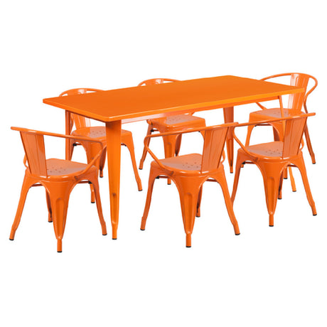 Flash Furniture ET-CT005-6-70-OR-GG Table And Chair Set Includes (1) 63"W X 31-1/2"D X 29-1/2"H Table