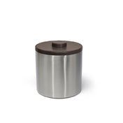 FOH RIB035BSS21 3qt Round Brushed Stainless Ice Bucket Silver With Brown Lid