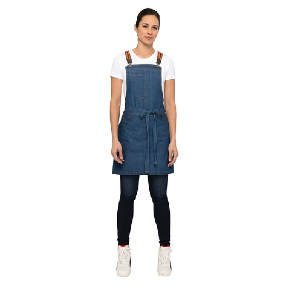 Chef Works ABS01W-MDB-0 Berkeley Women's Petite Bib Apron 29"L X 29"W Includes Suspender Set (XNS02-RUC)