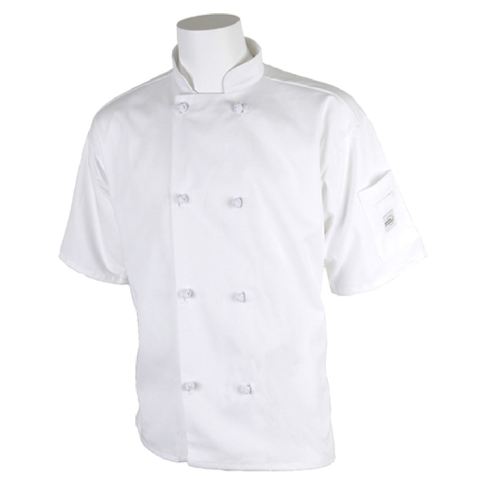 Mercer Culinary M60014WH1X Millennia® Unisex Jacket Short Sleeve (8) Cloth Knot Buttons