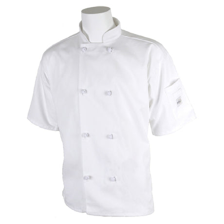 Mercer Culinary M60014WH1X Millennia® Unisex Jacket Short Sleeve (8) Cloth Knot Buttons