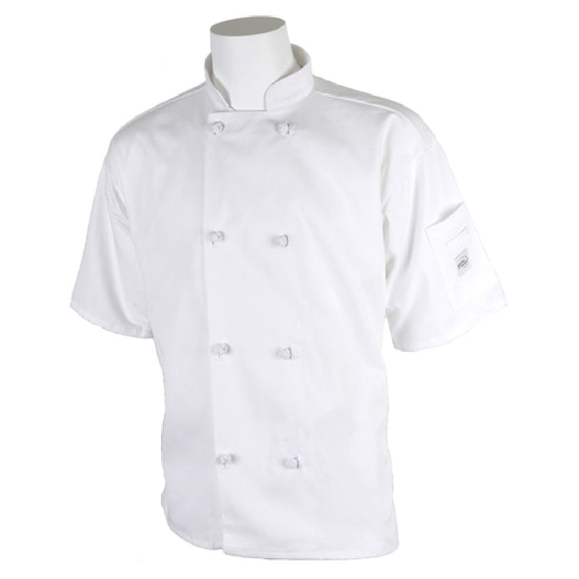 Mercer Culinary M60014WH5X Millennia® Unisex Jacket Short Sleeve (8) Cloth Knot Buttons