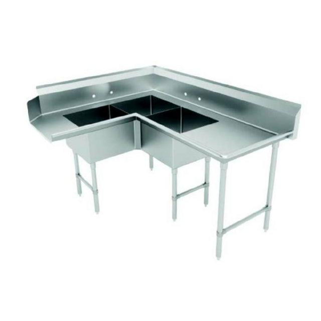 Advance Tabco DTC-3-K20-72R Corner Dishtable With 3-compartment Sink 71”W (3) 20" X 20" X 12" Bowls