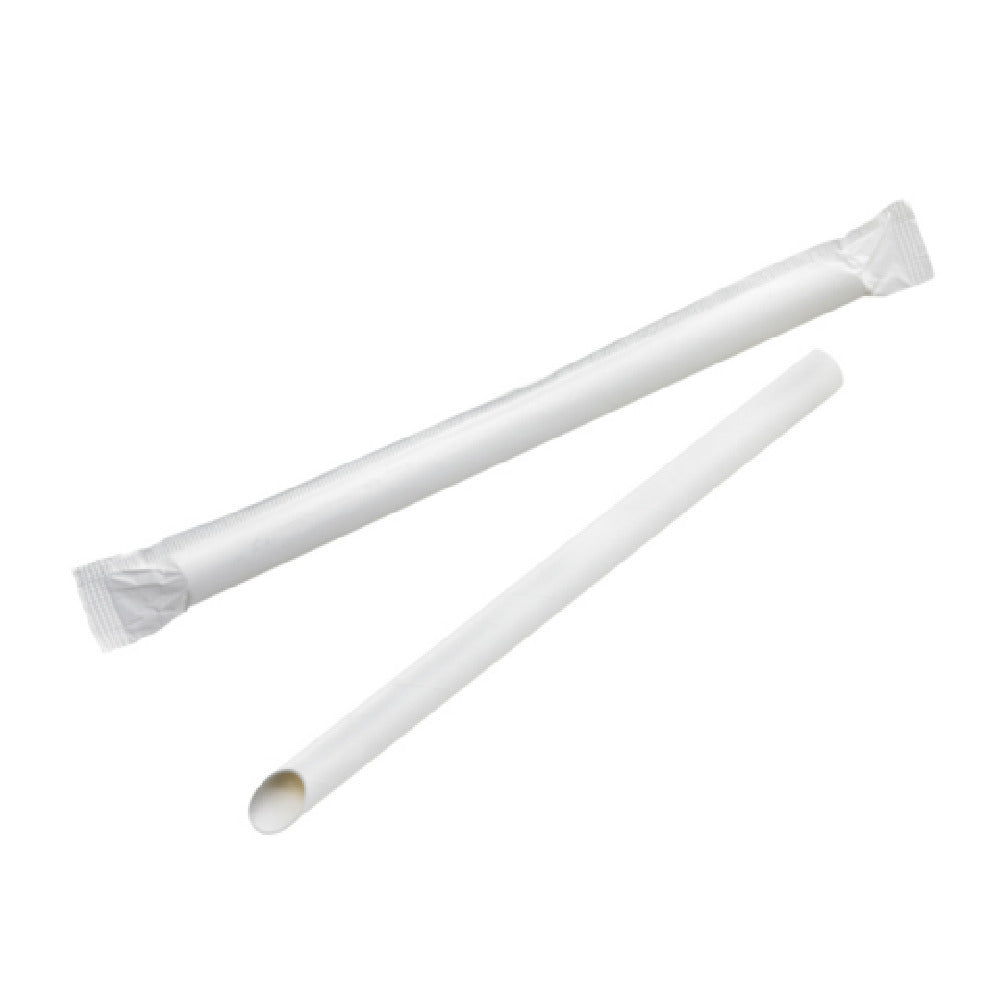 PacknWood 210CHS212EW - White Beveled Straw For Bubble Tea, Individually Wrapped