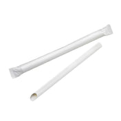 PacknWood 210CHS212EW - White Beveled Straw For Bubble Tea, Individually Wrapped
