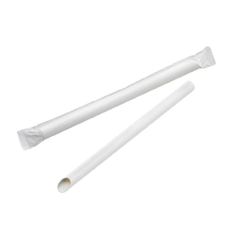 PacknWood 210CHS212EW - White Beveled Straw For Bubble Tea, Individually Wrapped