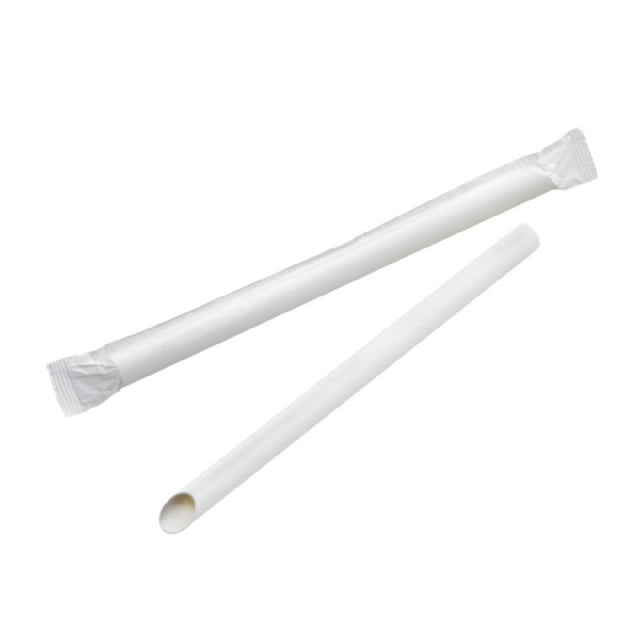 PacknWood 210CHS212EW - White Beveled Straw For Bubble Tea, Individually Wrapped