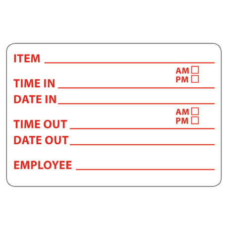 Hubert 86304 - Food Rotation Label, "Time/Date In/Out" 3" X 2", Rectangular