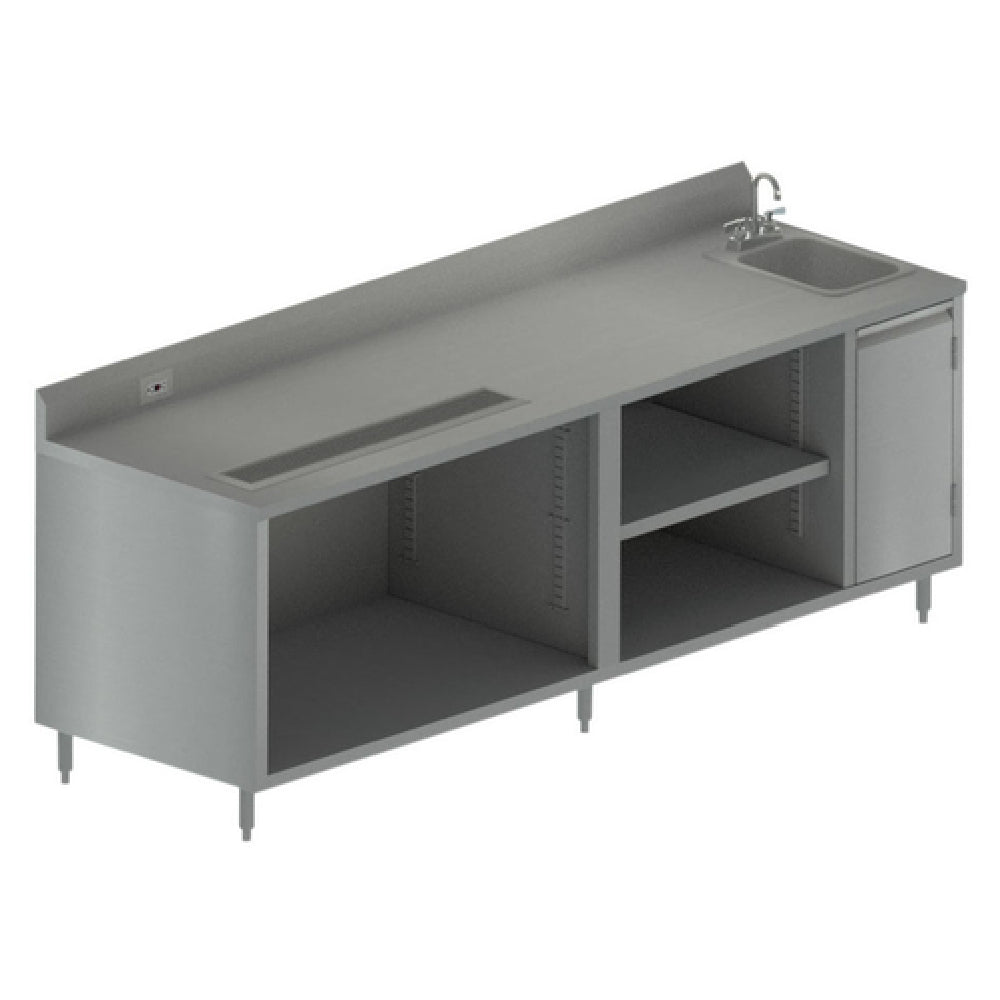 BK Resources BEVT-3096R Beverage Table 96"W X 30"D 14" X 10" Sink On Right With BKF-4DM-3G-G Gooseneck Faucet